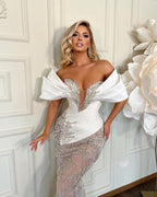 Heavy White Charmeuse Sleeveless Tulle Prom Dress Wedding Dress BM bride