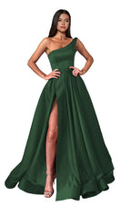One Shoulder Long Slit Prom Dress BM bride