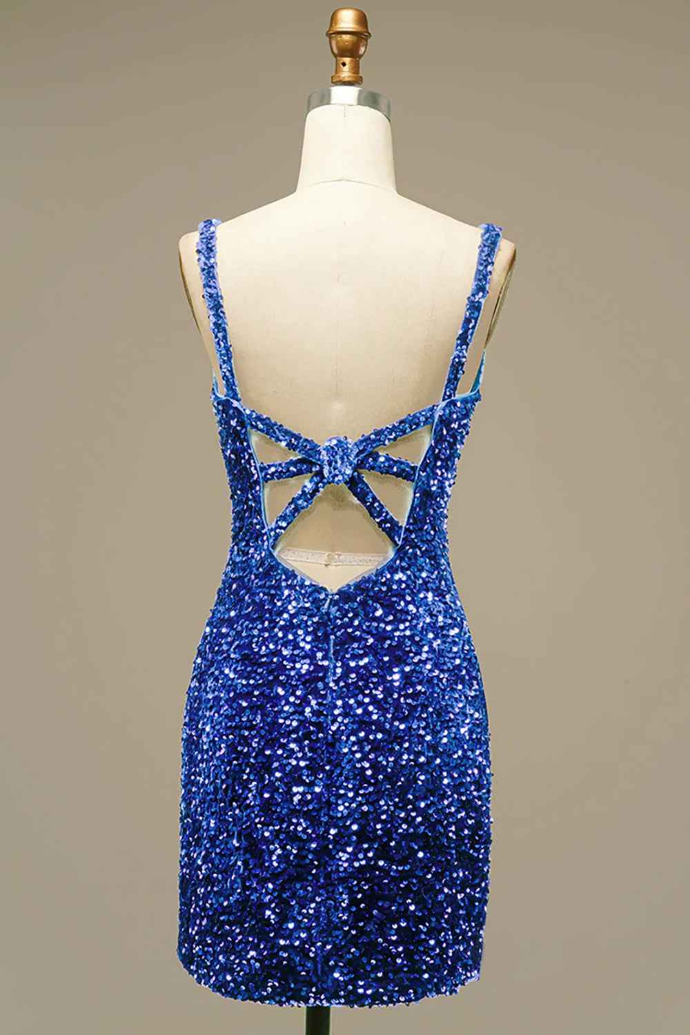 Sparkly Light Blue V-Neck Tight Sequins Short Homecoming Dress