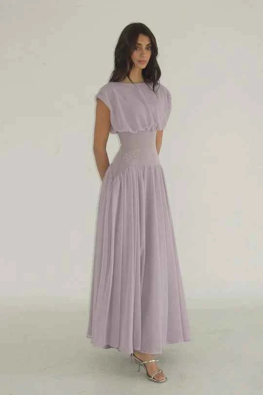 Jewel Neck Sleeveless High Waist Long Prom Dress With Appliques