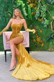 Strapless Velvet Mermaid Prom Dress with Split BM bride