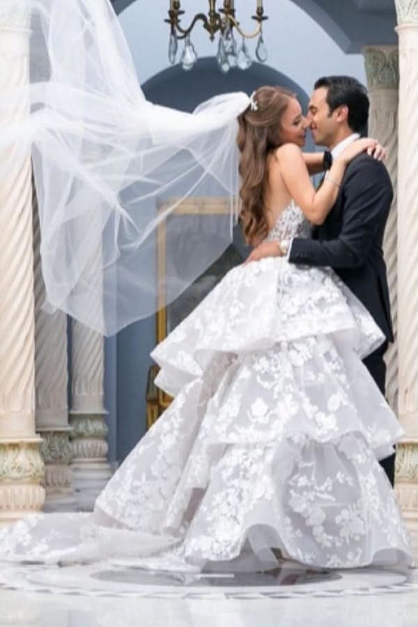 Modest Long Ball Gown Sweetheart Wedding Dress with Tulle Lace BM bride
