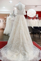 Long Sleeve A-Line Sweetheart Wedding Dress with Tulle Lace Appliques BM bride