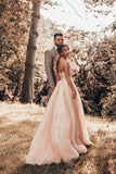 Spaghetti Strap Tulle Lace A-Line Wedding Dress BM bride