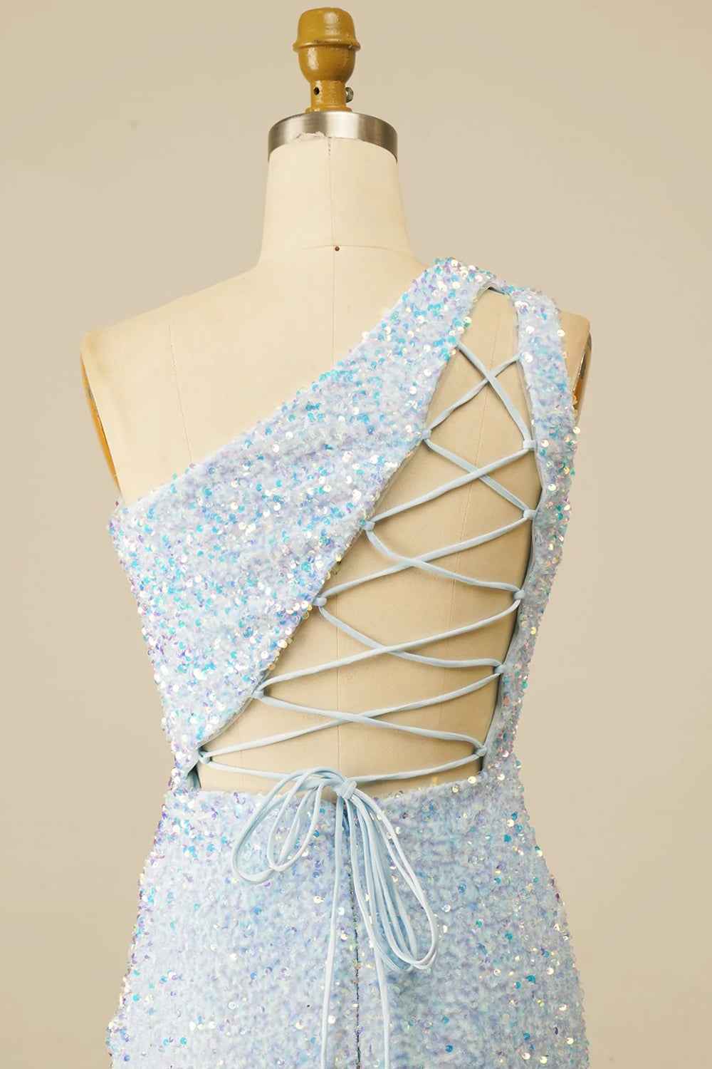 Sheath One Shoulder Royal Blue Sequins Short Homecoming Dress