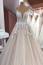 A-Line Sweetheart Princess Wedding Dress With Tulle Lace BM bride