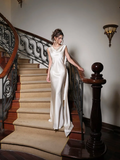 Charming V Neck Sleeveless Long Mermaid Prom Dress With Pleated