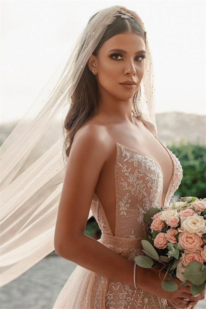 Spaghetti Strap Mermaid Wedding Dress with Applique Ruffles BM bride