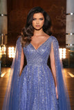 Charming Lavender Evening Dress Prom Dress V Neck with Wide Straps Sequins BM bride