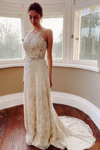 Pearl Mermaid Wedding Dress With Appliques Lace Sash BM bride