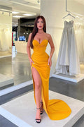 Sweetheart Sleeveless Split Mermaid Prom Dress With Pleated