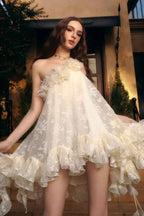 One Shoulder Sleeveless Short Prom Dress With Applique Ruffle