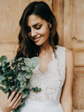 Sleeveless Lace Boho Wedding Dress BM bride