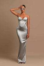 Attractive Sliver Halter Neck Sleeveless Tight Mermaid Prom Dress