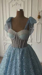 Sweetheart Sleeveless A Line Ball Gown Long Prom Dress With Sequins