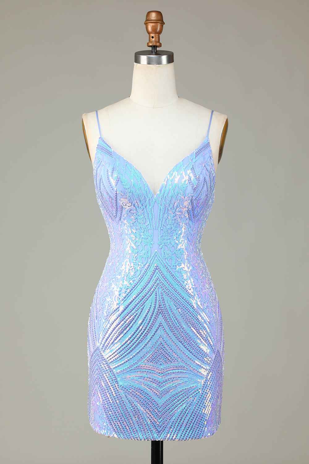 Glitter Blue Sequins Tight Short Homecoming Dress Bmbride