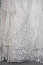 Sequined Short Sleeve Appliqued Ball Gown Wedding Dress with Tulle Ruffles BM bride