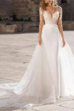 Long Sleeve Lace Mermaid Wedding Dress BM bride