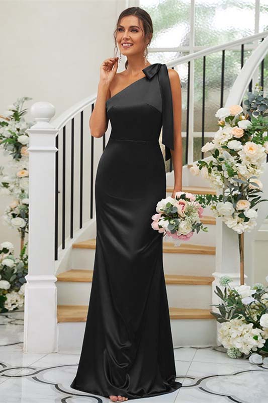 One Shoulder Sleeveless Mermaid Long Prom Dress With Pleated BMBRIDE