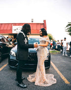 Gilded Dreams - Off-Shoulder Champagne Mermaid Dress in Shimmering Perfection