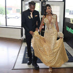 24K Gold - Sequined Corset Mermaid Prom Dress with 3D Florals