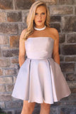 Lisa |A-Line Strapless Satin Homecoming Dress with Pockets BM bride