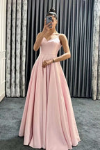 Spaghetti-Strap Sleeveless Long V-Neck Evening Dress with Beads BM bride