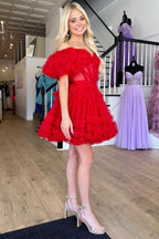 Fuchsia Corset A-Line Short Homecoming Dress Bmbride