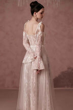 Long Sleeves Sweetheart Long Prom Dress With Lace Embroidery