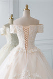 Princess Off-the-Shoulder Tulle Wedding Dress with Lace Appliques BM bride