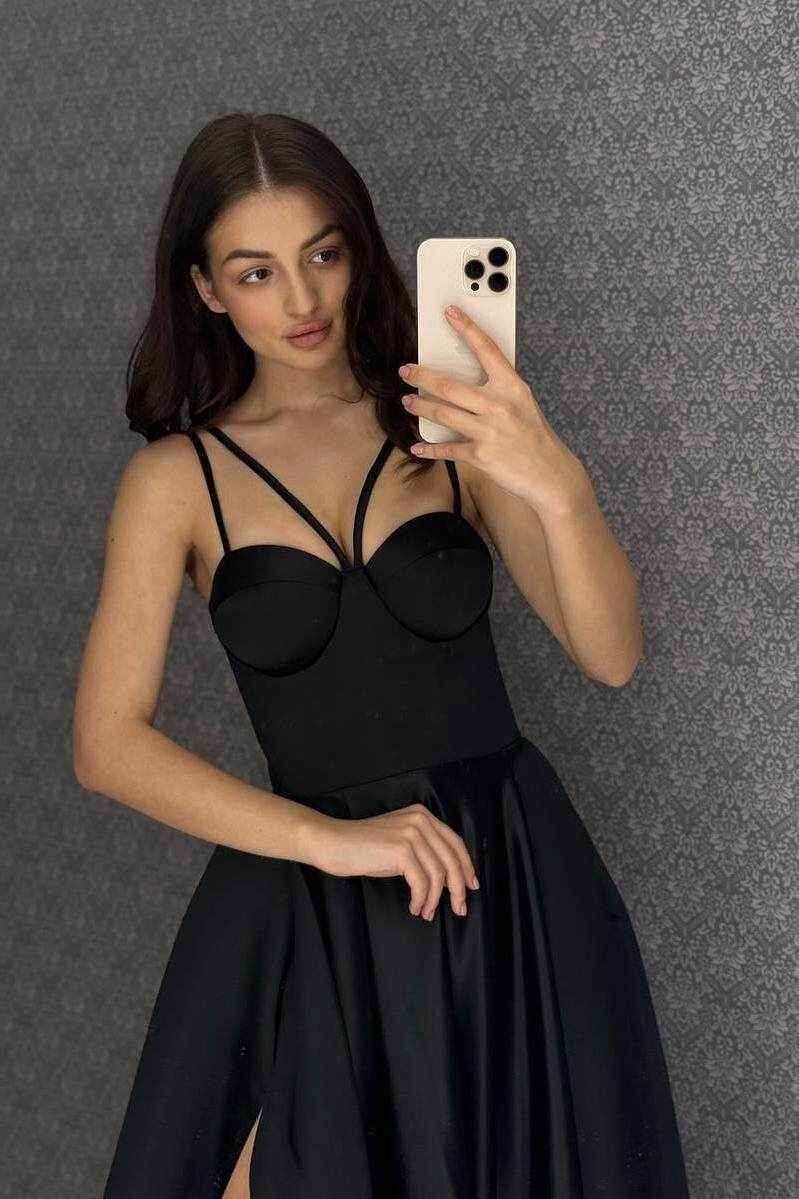 Spaghetti Strap Sleeveless Sweetheart Long Prom Dress With Split