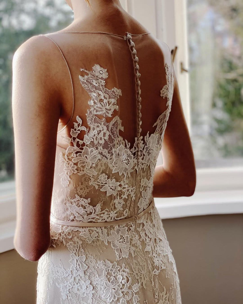 Pearl Mermaid Wedding Dress With Appliques Lace Sash BM bride