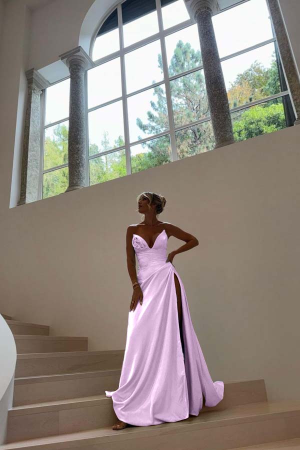 Strapless Sleeveless Long Mermaid Prom Dress With Split Pleated BMBRIDE