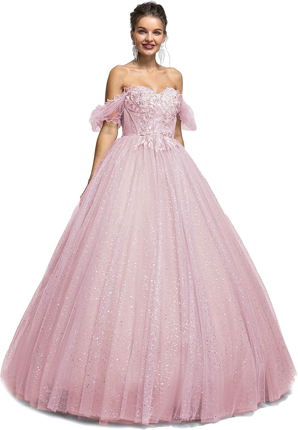 BMbride Women's Beading Sweetheart Ball Gown Tulle Layed Long Quinceanera Dress