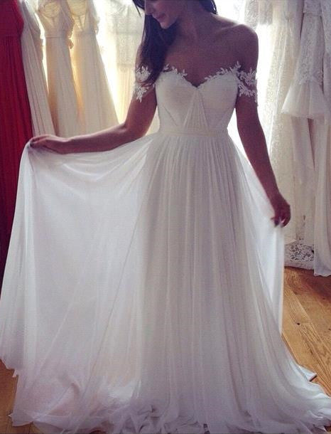 Long Chiffon Beach Wedding Dress BM bride