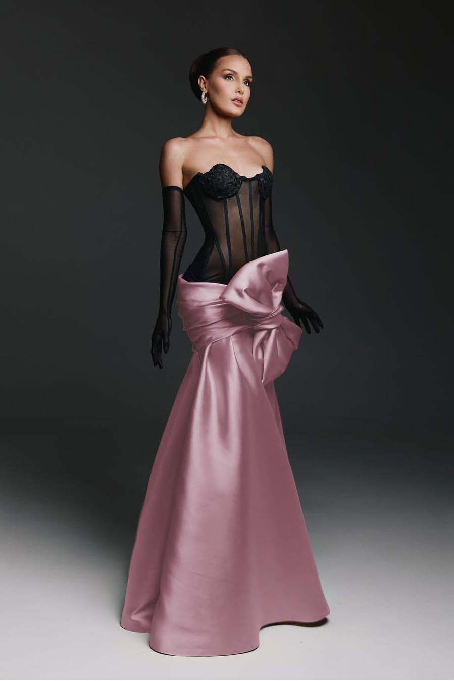 Strapless Sweetheart Sleeveless Long Mermaid Prom Dress With Gloves BMBRIDE