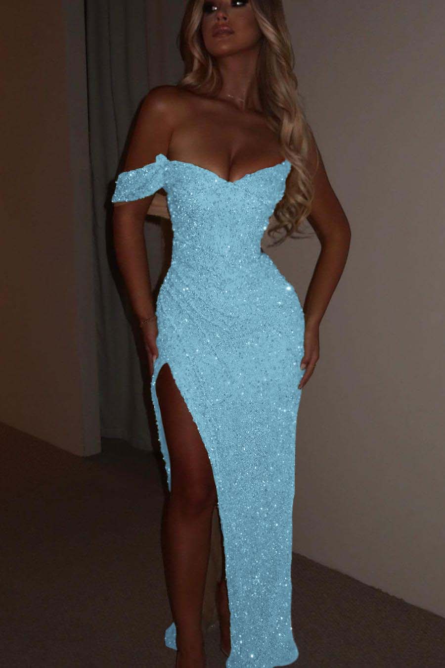 One Shoulder Strapless Sleeveless Long Mermaid Prom Dress With Split BMBRIDE