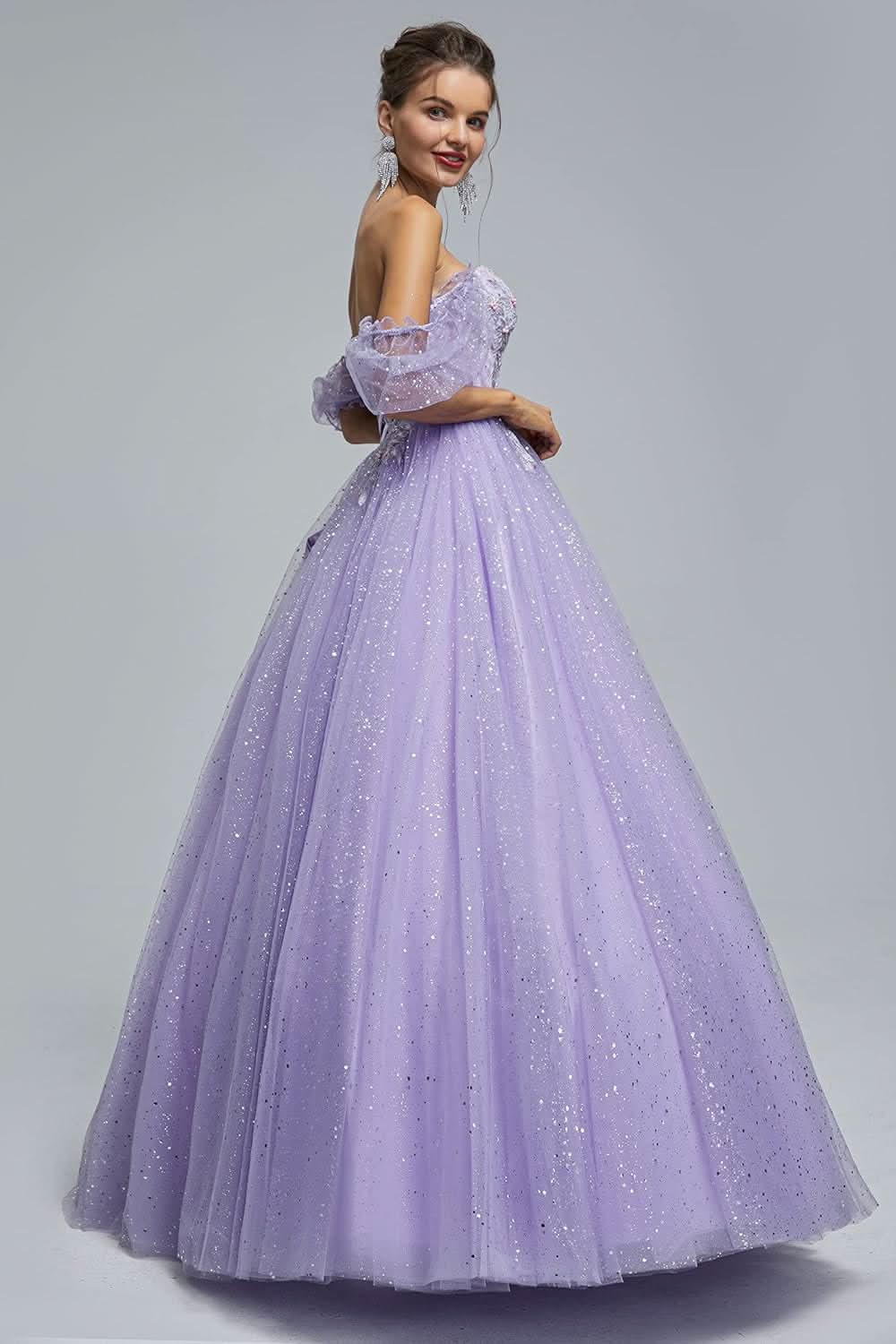 BMbride Women's Beading Sweetheart Ball Gown Tulle Layed Long Quinceanera Dress