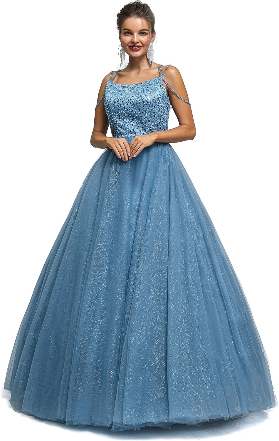 BMbride Women's Beading Sweetheart Ball Gown Tulle Layed Long Quinceanera Dress