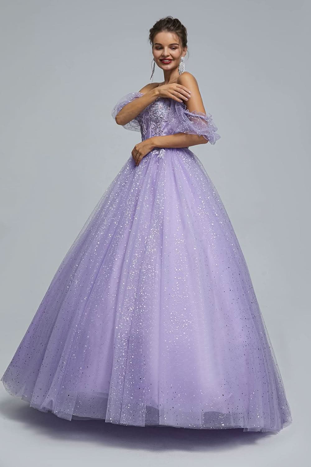 BMbride Women's Beading Sweetheart Ball Gown Tulle Layed Long Quinceanera Dress