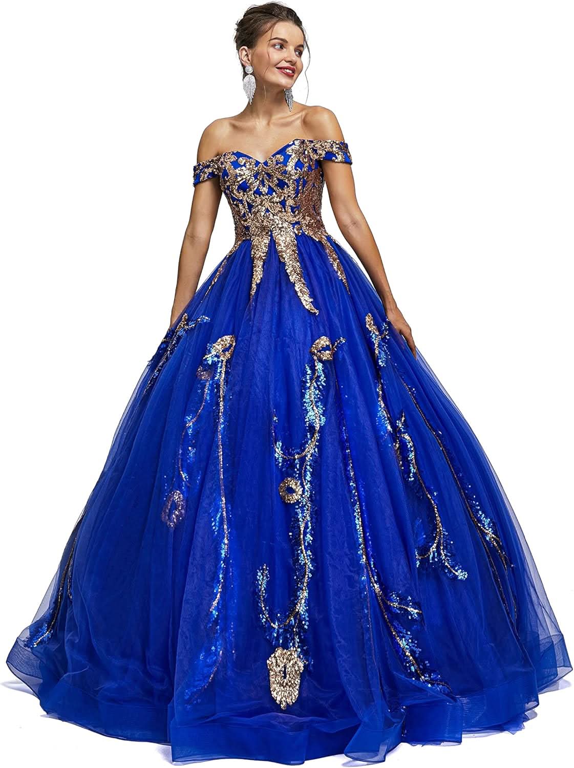 BMbride Women's Beading Sweetheart Ball Gown Tulle Layed Long Quinceanera Dress