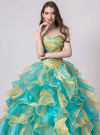 BMbride Women's Beading Sweetheart Ball Gown Tulle Layed Long Quinceanera Dress