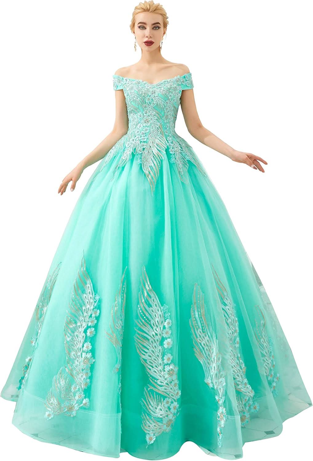 BMbride Women's Beading Sweetheart Ball Gown Tulle Layed Long Quinceanera Dress