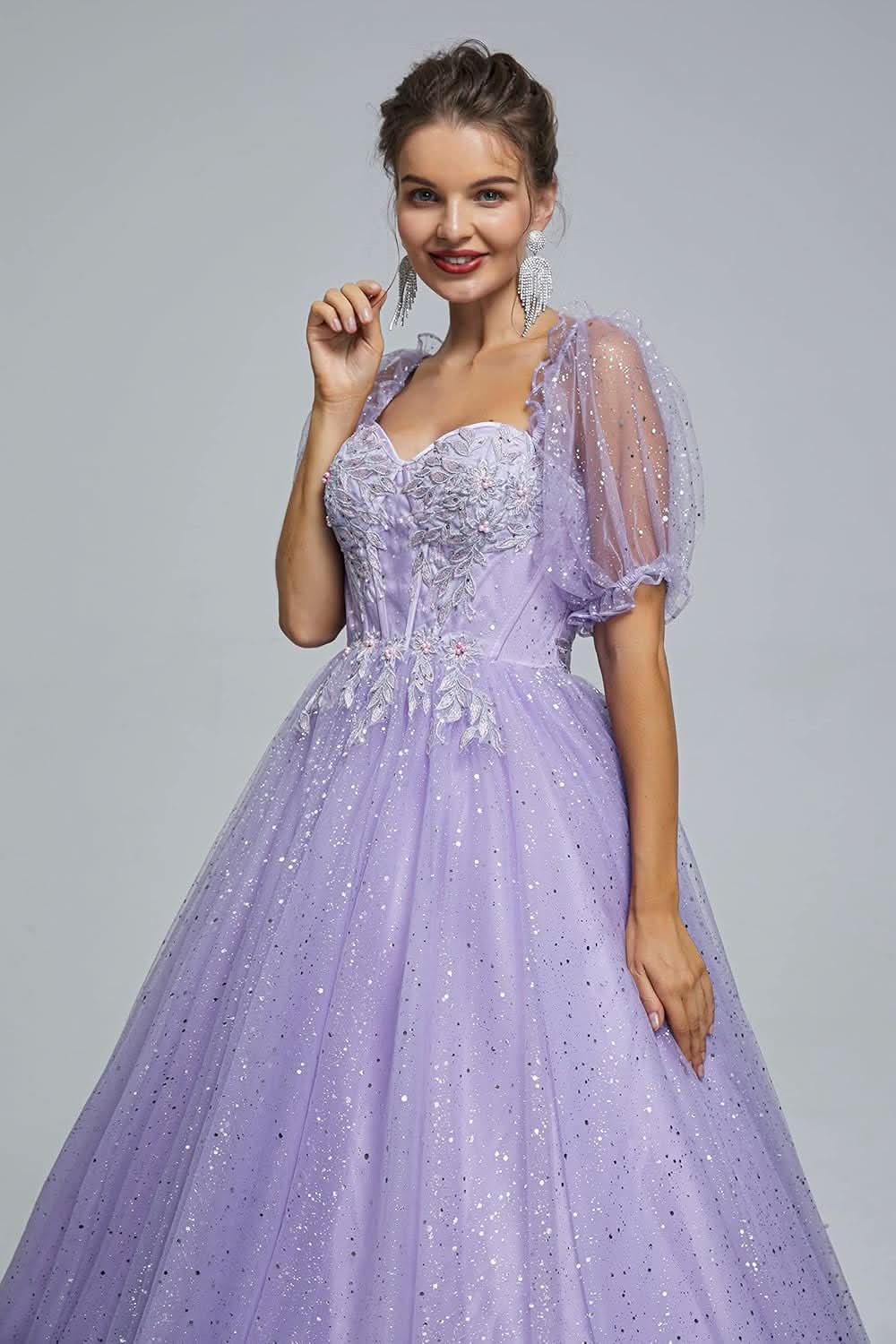 BMbride Women's Beading Sweetheart Ball Gown Tulle Layed Long Quinceanera Dress