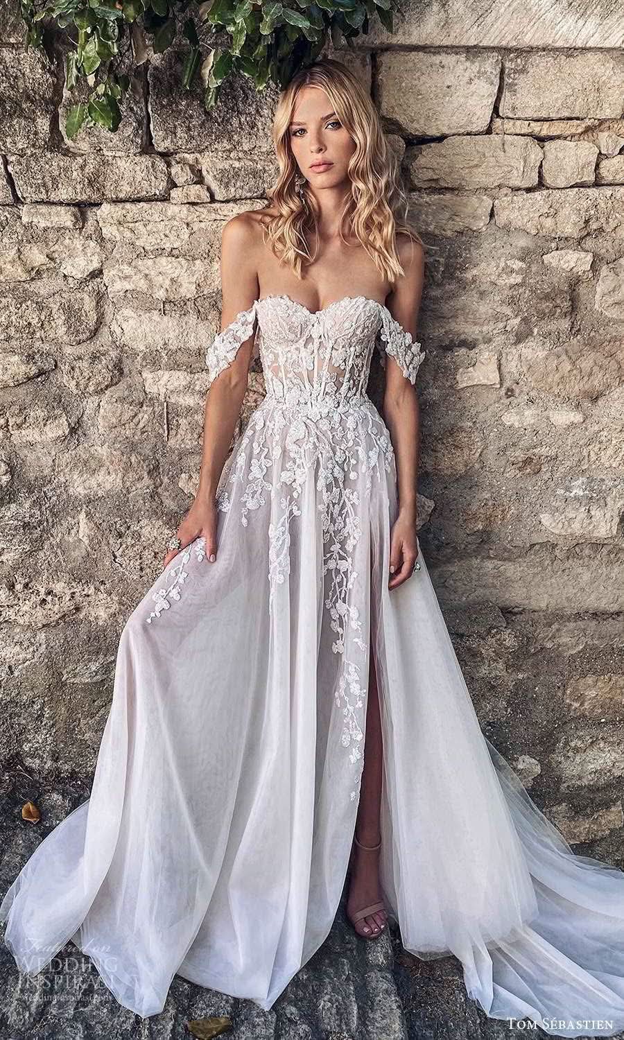 Women's Beach Spaghetti Strap Wedding Dresses for Bride 2025 Boho Long Lace Bridal Gowns for Wedding