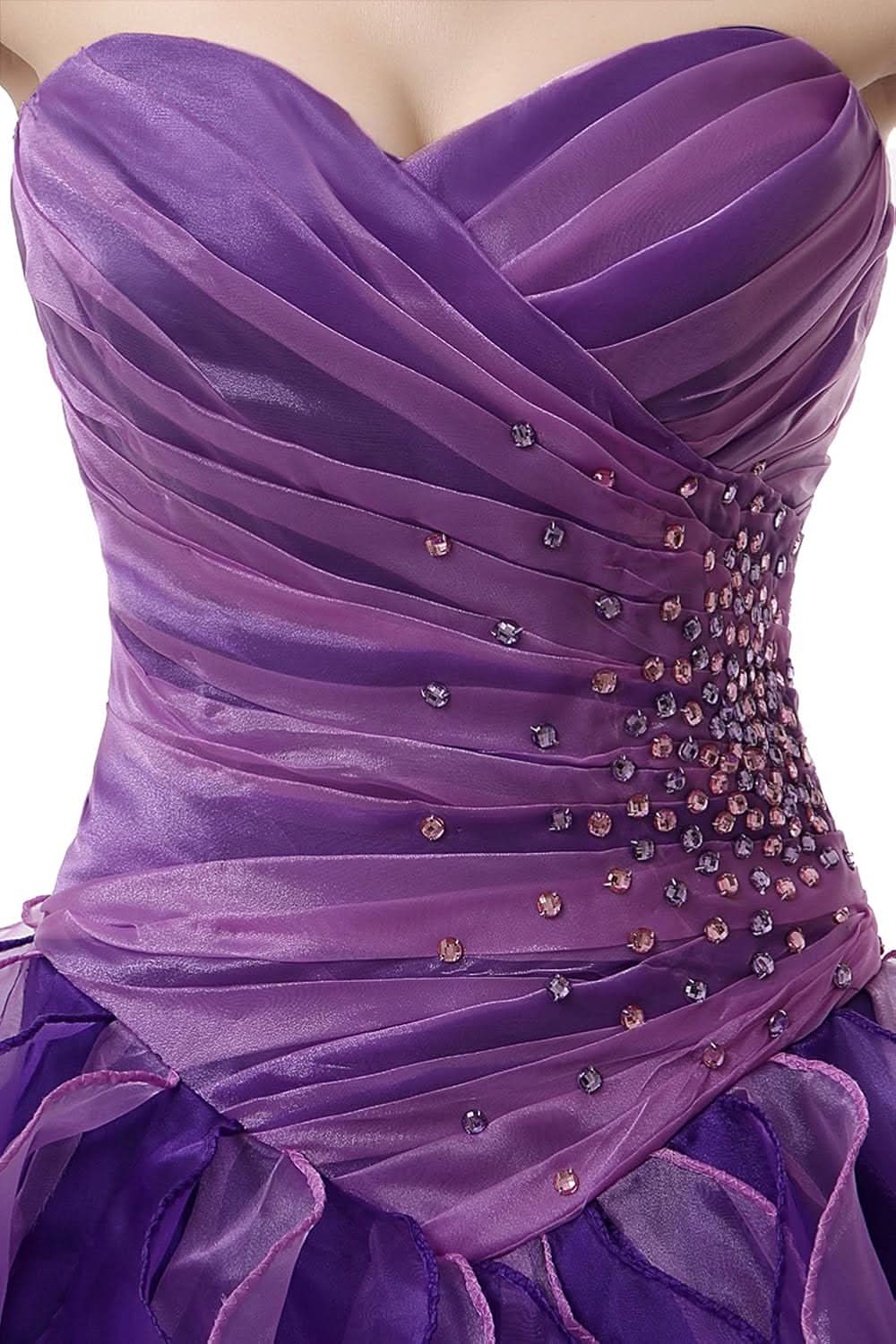 BMbride Women's Beading Sweetheart Ball Gown Tulle Layed Long Quinceanera Dress