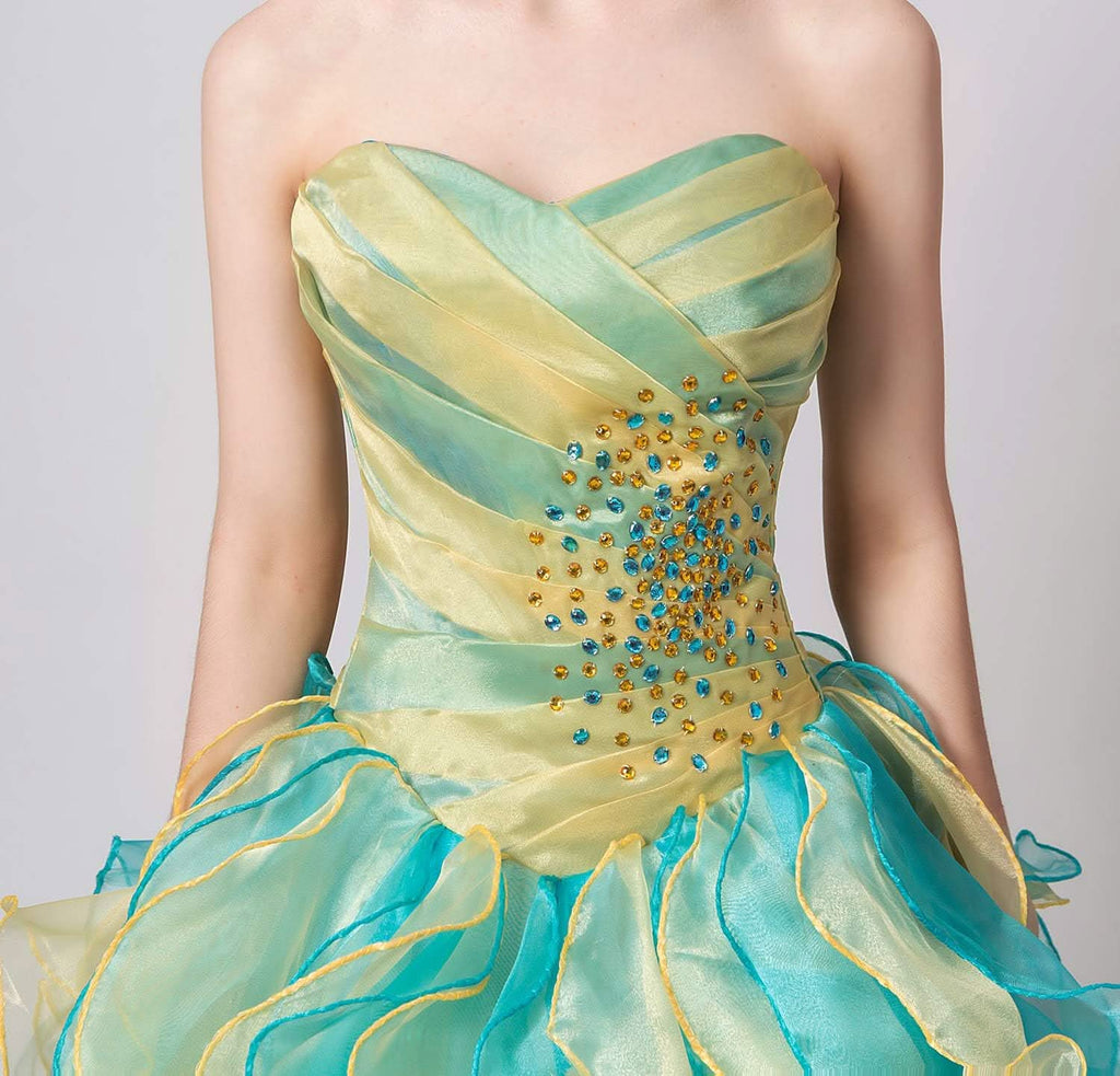 BMbride Women's Beading Sweetheart Ball Gown Tulle Layed Long Quinceanera Dress