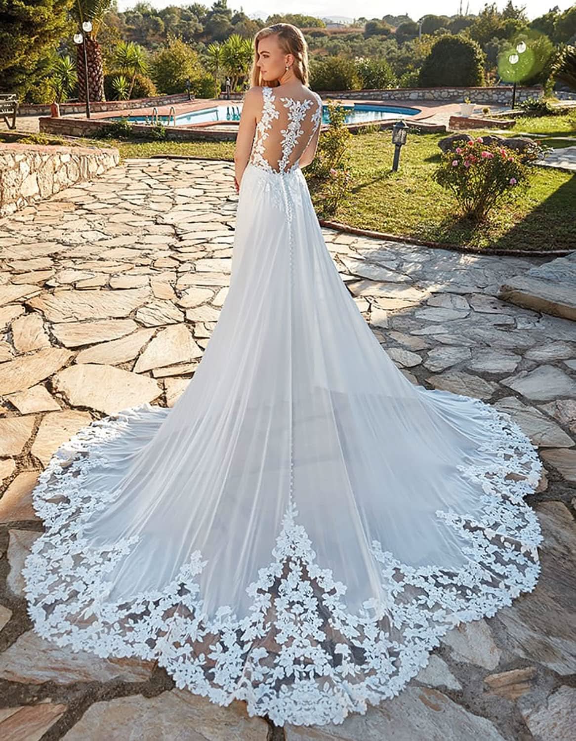 Lace Appliqued Wedding Dresses for Bride 2025 Beach Wedding Bridal Gowns for Women SE002
