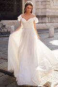 Off-the-Shoulder Chiffon Wedding Dress BM bride