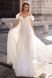 Off-the-Shoulder Chiffon Wedding Dress BM bride